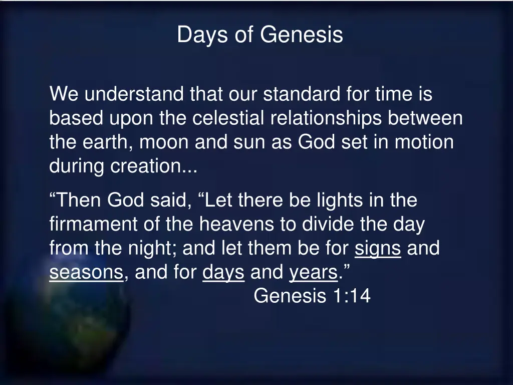 days of genesis 25