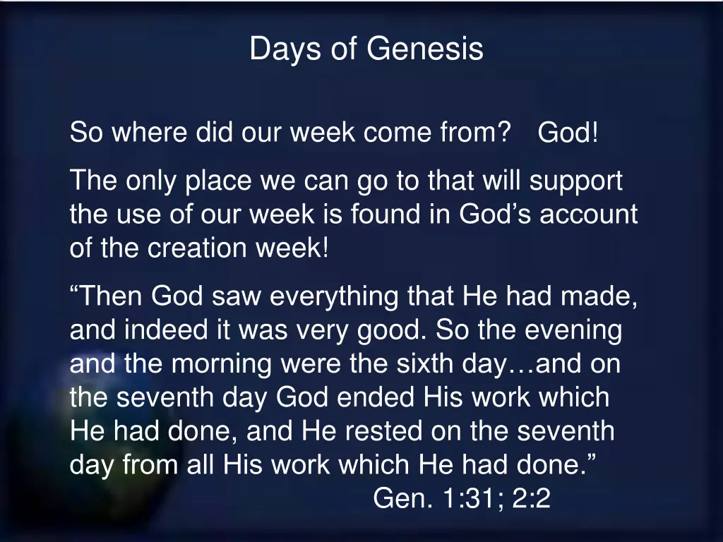 days of genesis 27