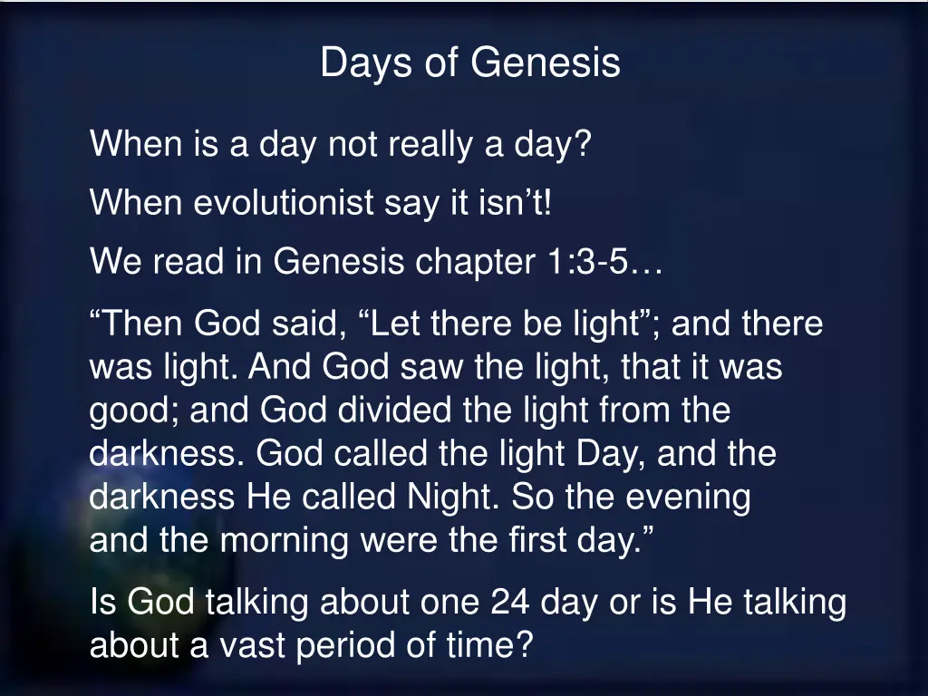 days of genesis