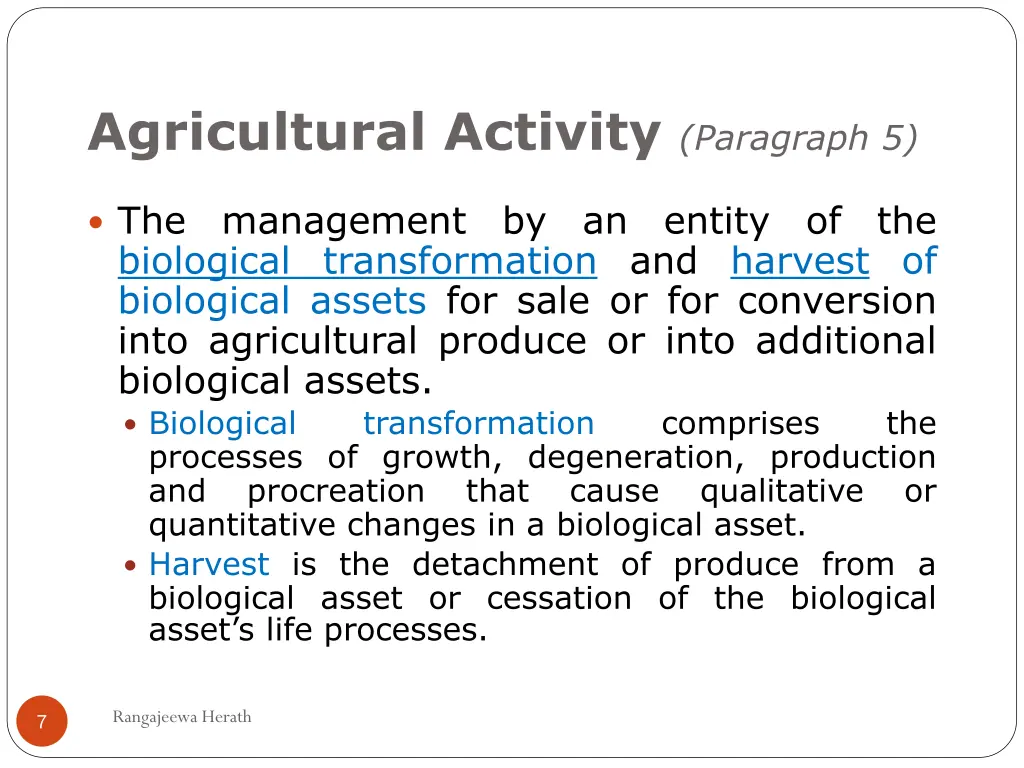 agricultural activity paragraph 5