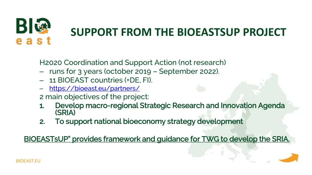 support from the bioeastsup project