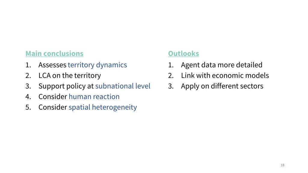 main conclusions 1 assesses territory dynamics