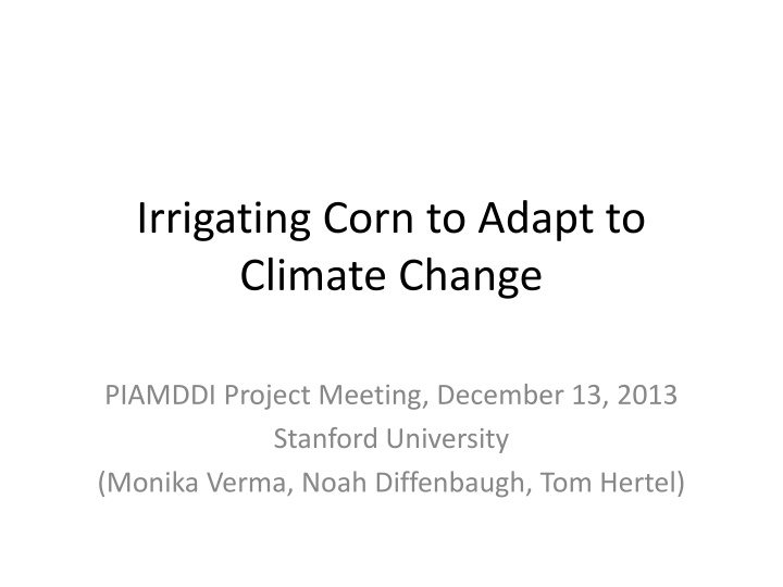 irrigating corn to adapt to climate change