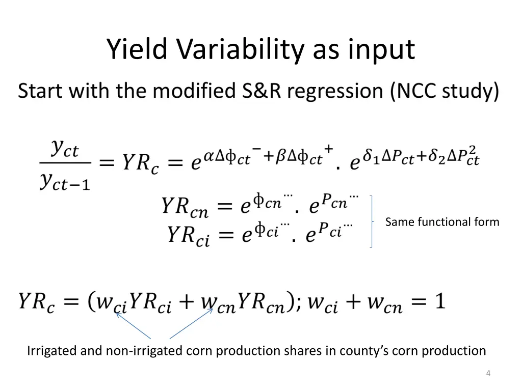 yield variability as input