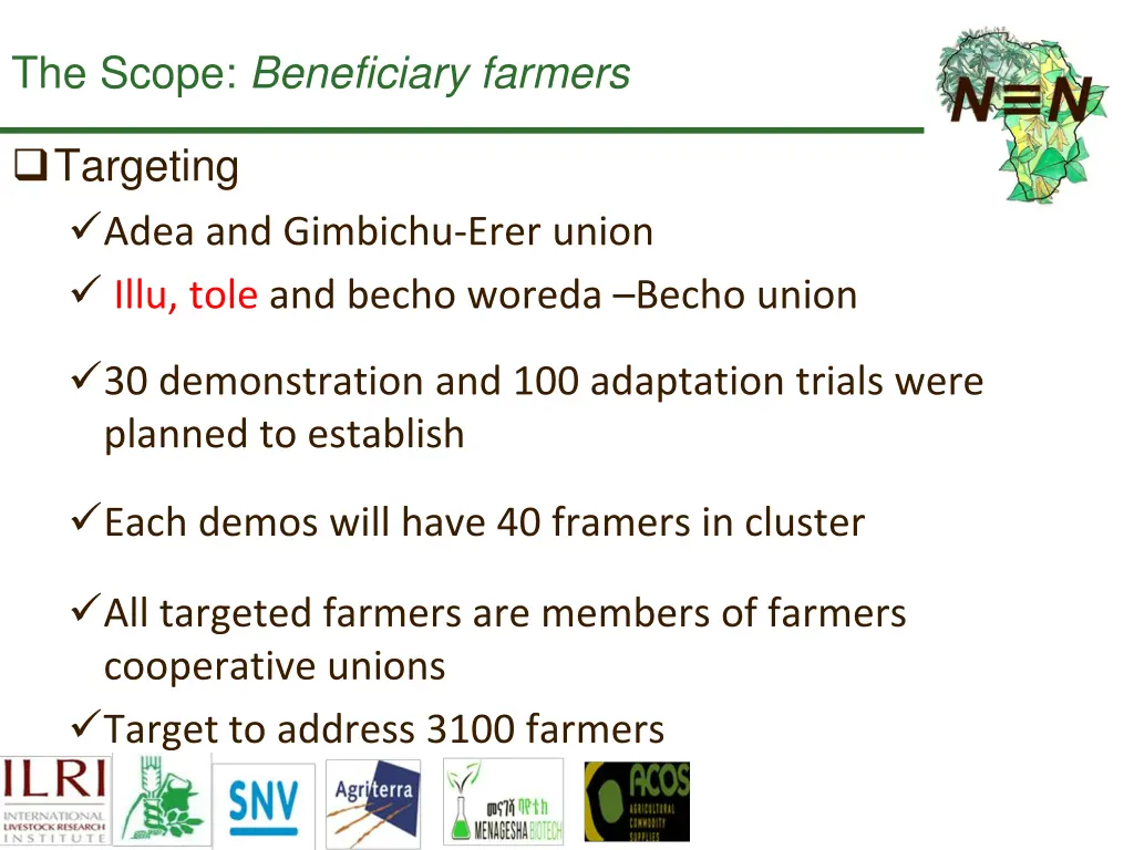 the scope beneficiary farmers