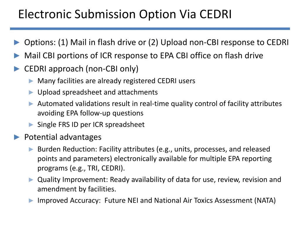electronic submission option via cedri