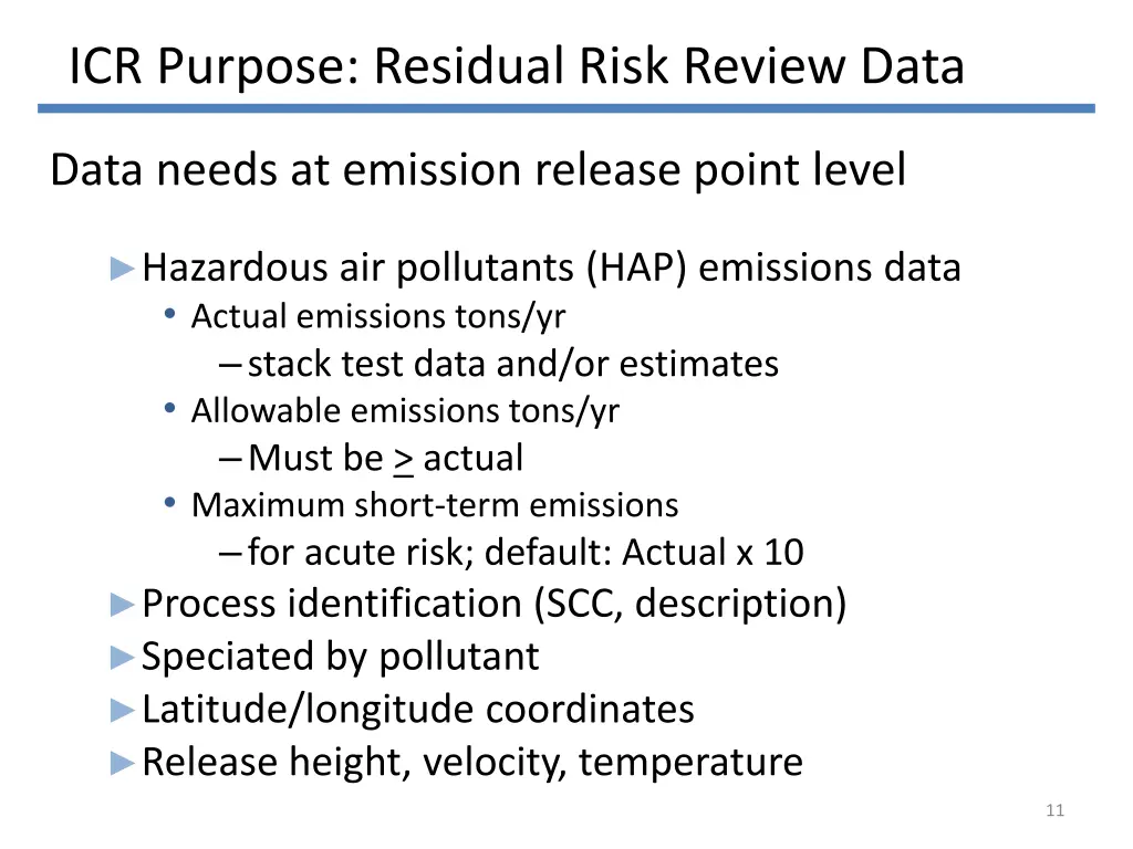 icr purpose residual risk review data