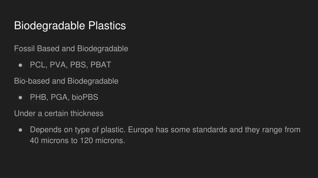 biodegradable plastics