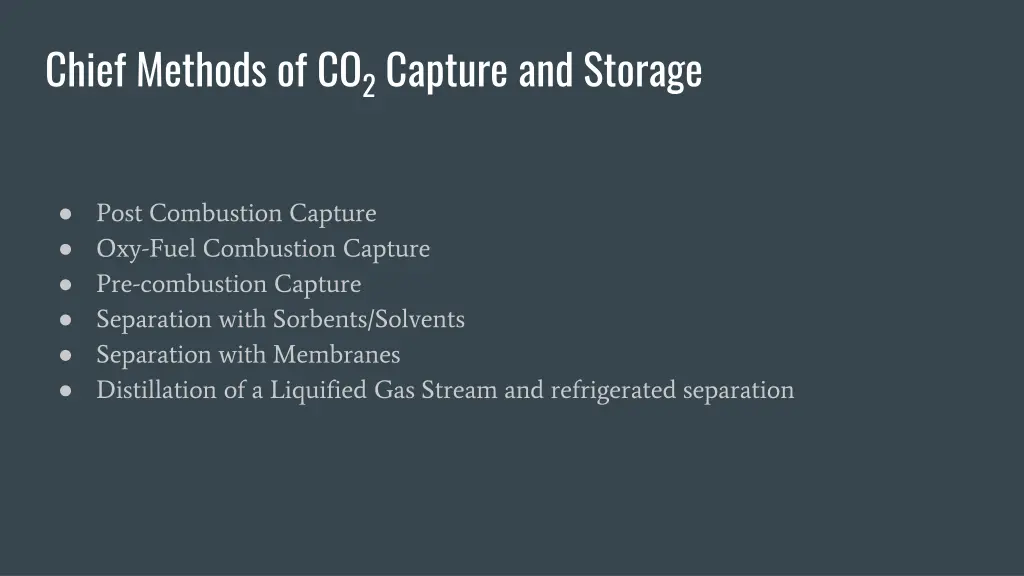 chief methods of co 2 capture and storage