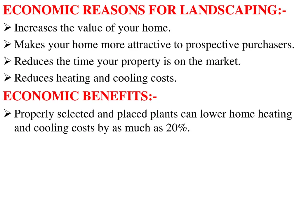 economic reasons for landscaping increases