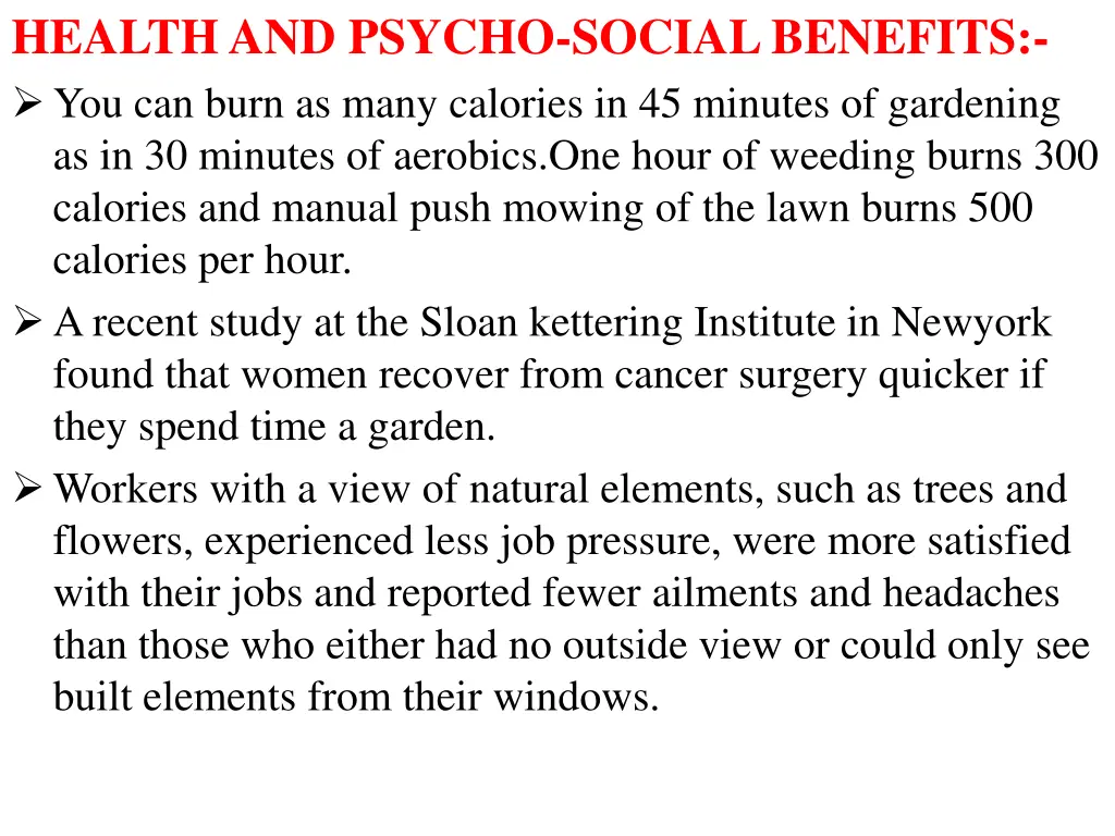 health and psycho social benefits you can burn