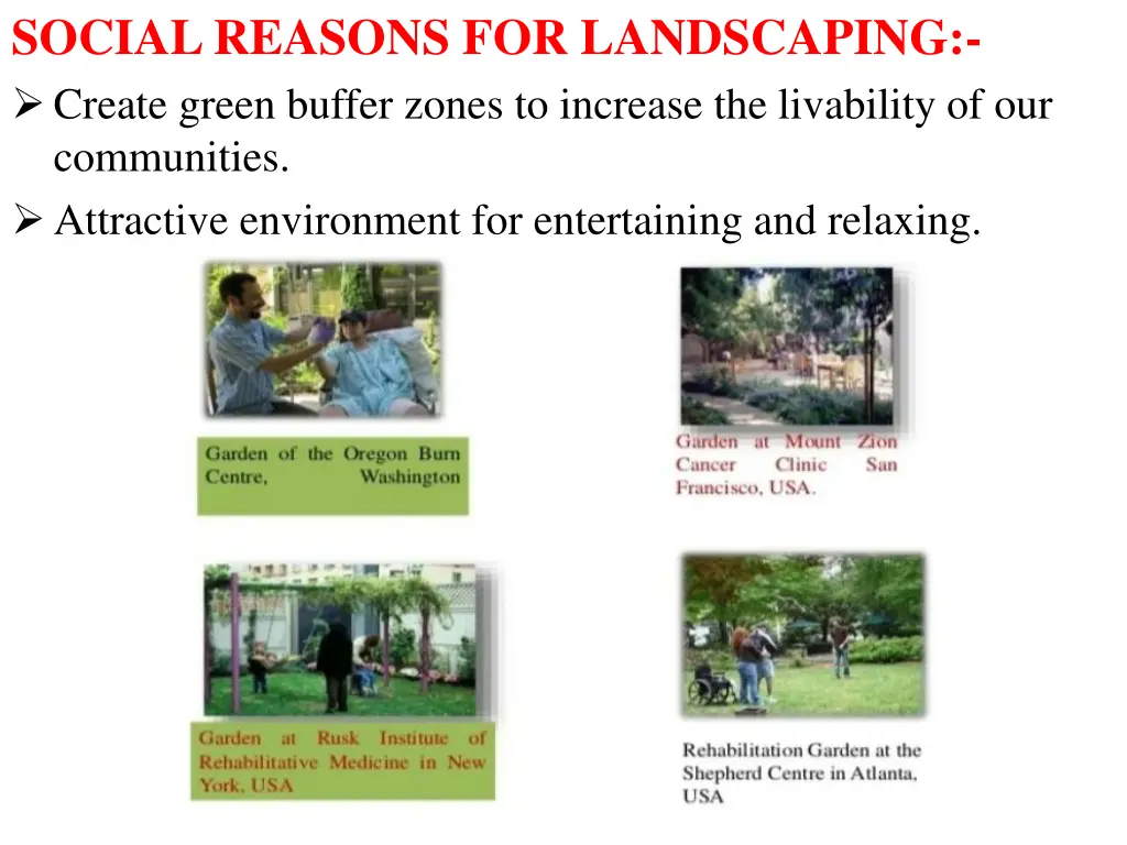 social reasons for landscaping create green
