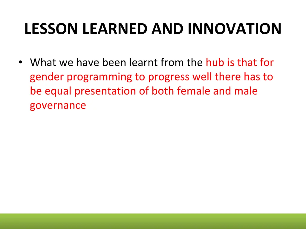 lesson learned and innovation