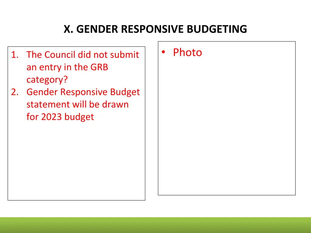 x gender responsive budgeting