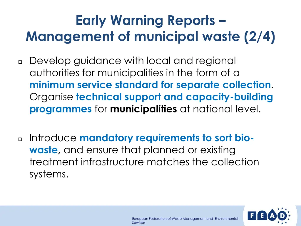 early warning reports management of municipal 1