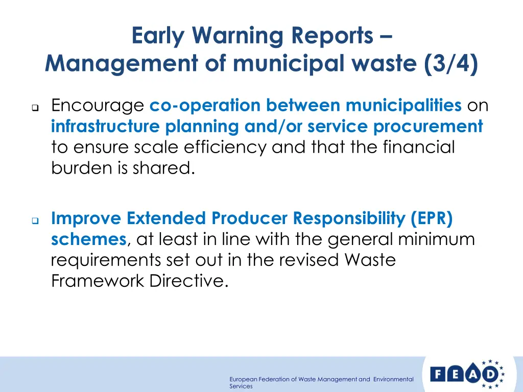 early warning reports management of municipal 2