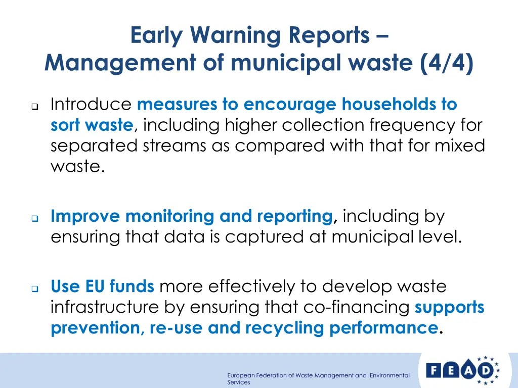 early warning reports management of municipal 3