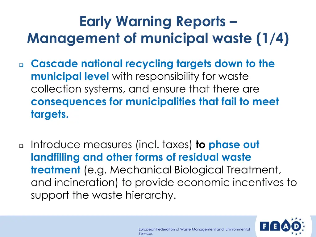 early warning reports management of municipal
