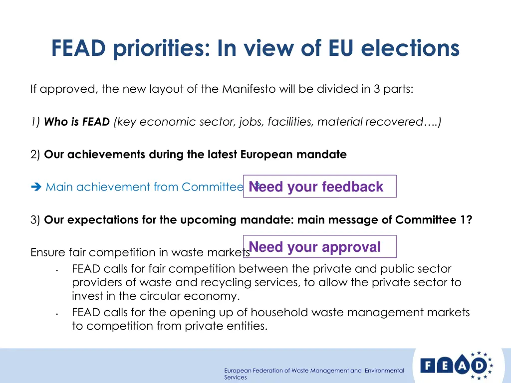 fead priorities in view of eu elections