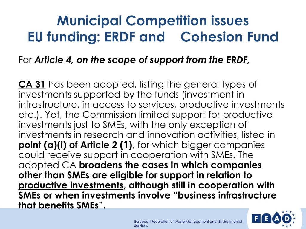 municipal competition issues eu funding erdf 5