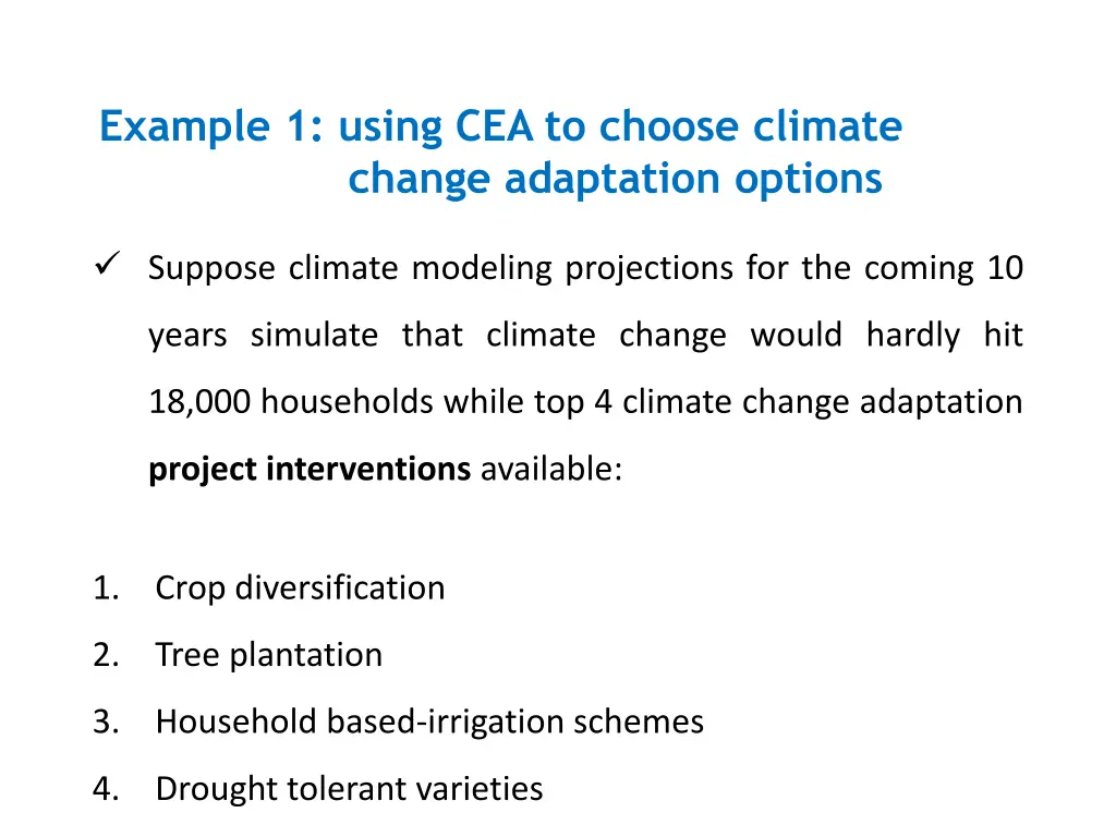 example 1 using cea to choose climate change