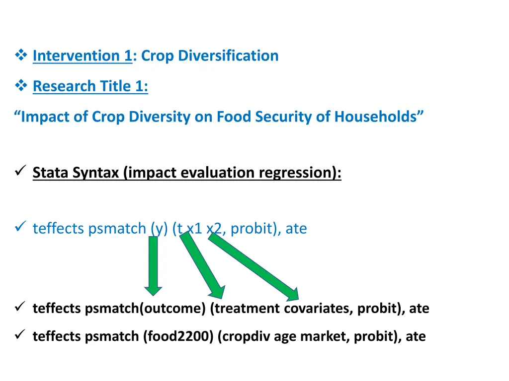 intervention 1 crop diversification
