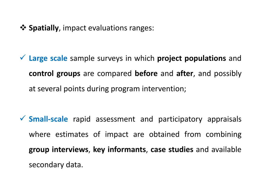 spatially impact evaluations ranges