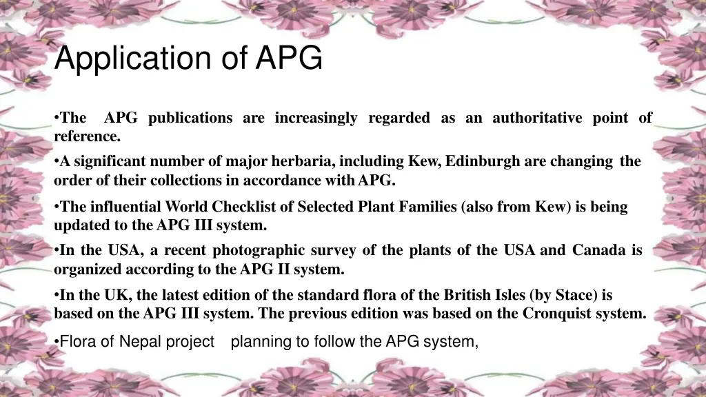 application of apg