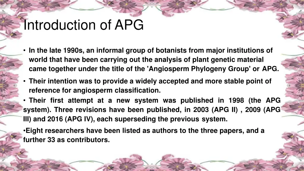 introduction of apg