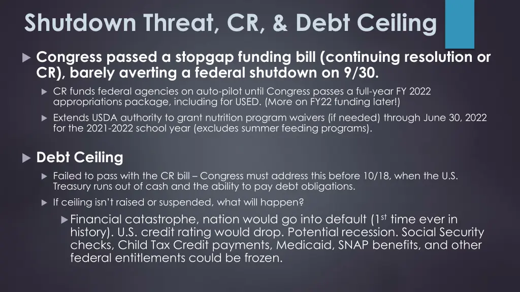 shutdown threat cr debt ceiling