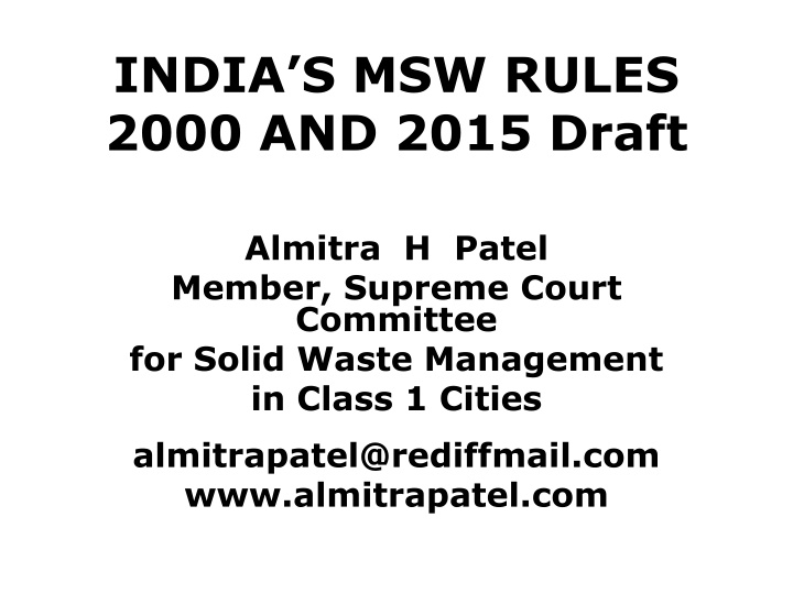 india s msw rules 2000 and 2015 draft