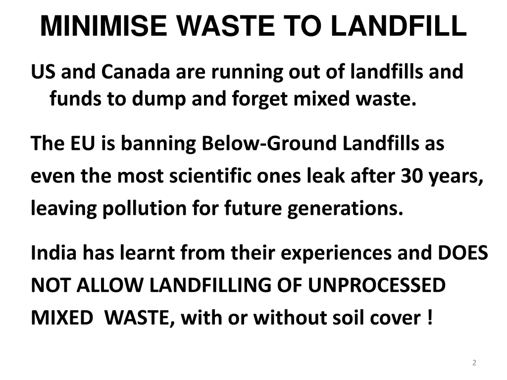 minimise waste to landfill