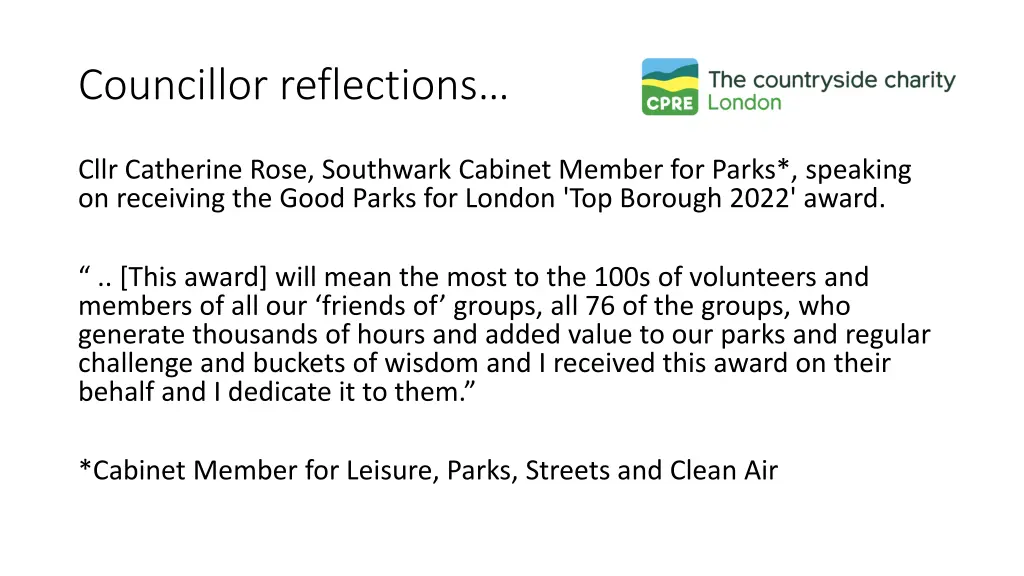 councillor reflections