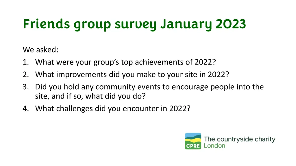 friends group survey january 2023