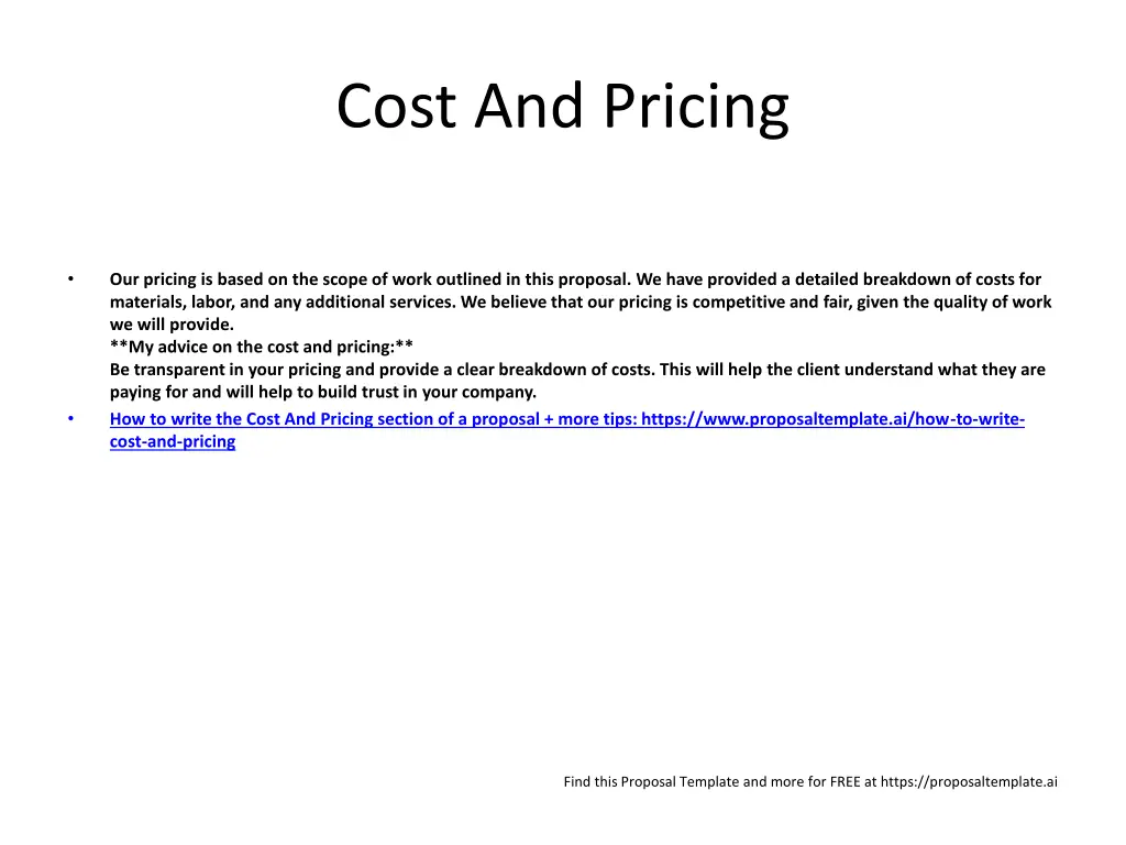 cost and pricing