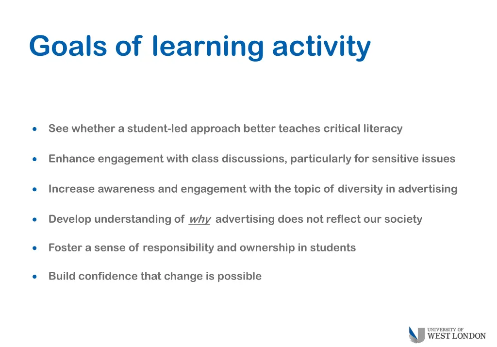 goals of learning activity