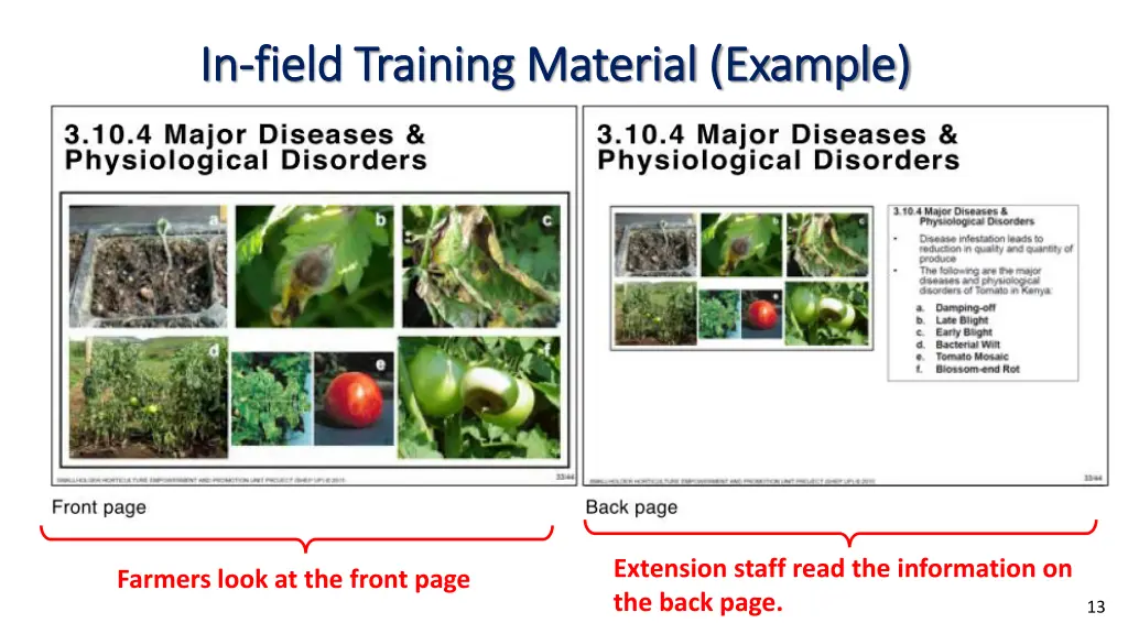 in in field training material example field