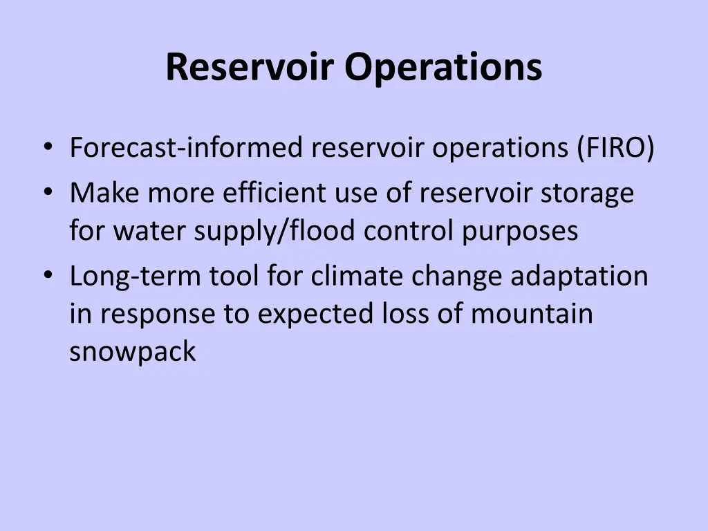 reservoir operations