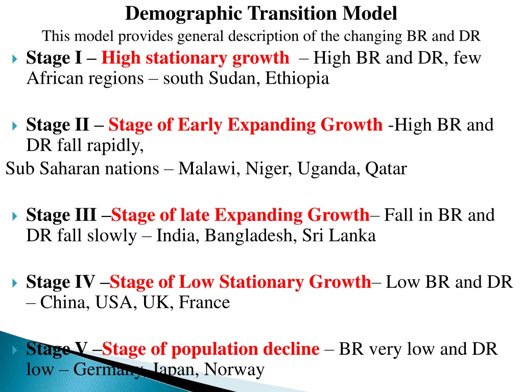 demographic transition model this model provides