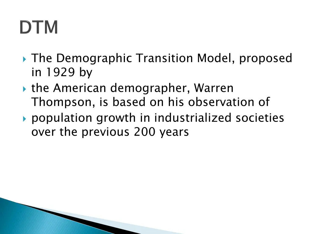 the demographic transition model proposed in 1929