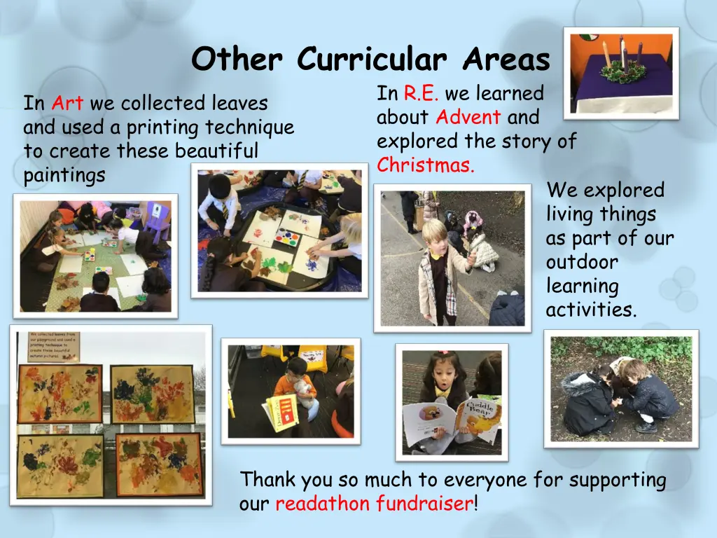 other curricular areas in art we collected leaves