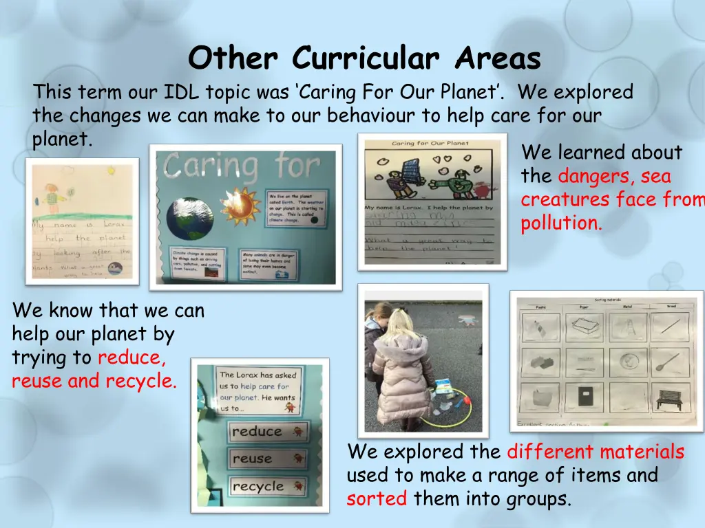 other curricular areas this term our idl topic