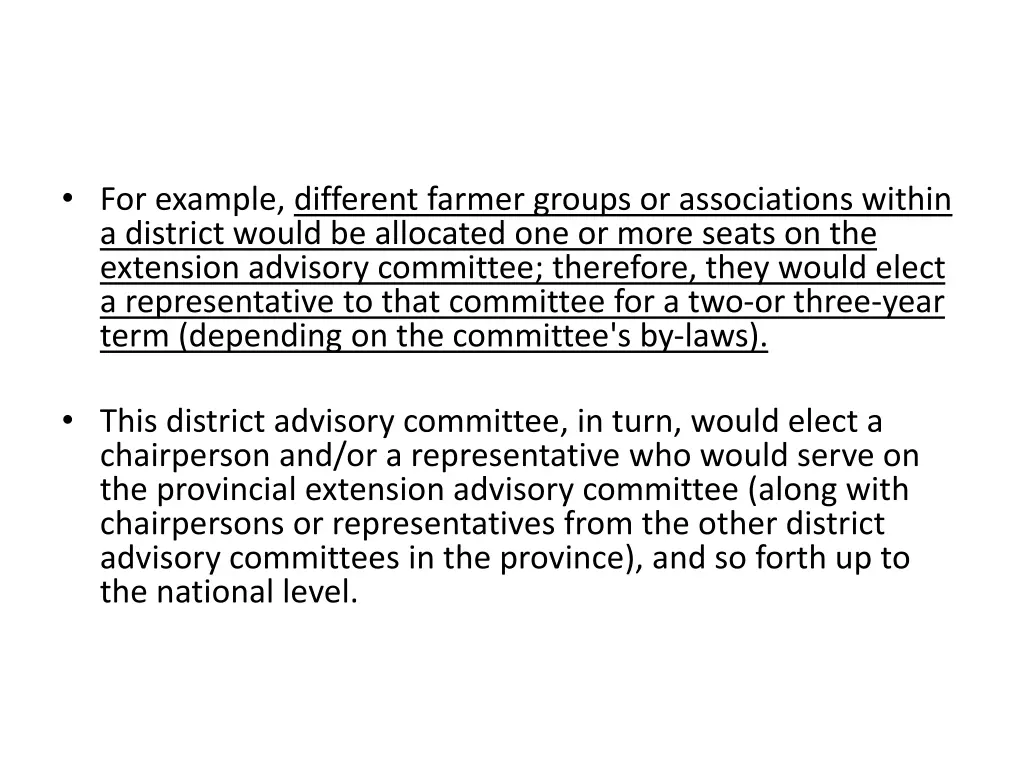 for example different farmer groups