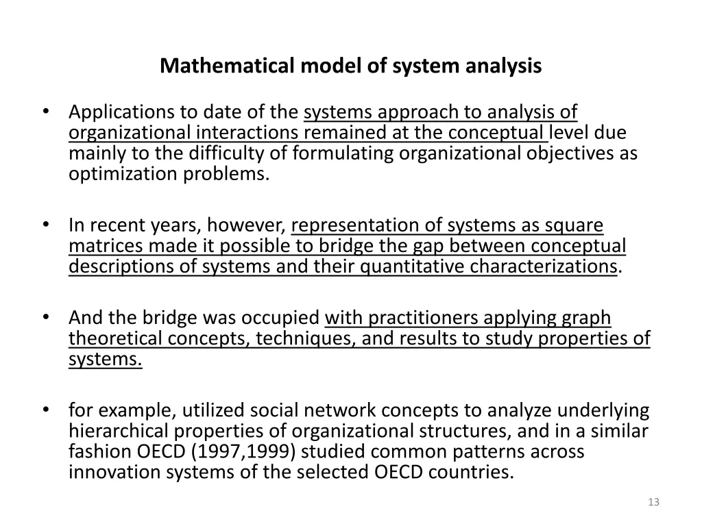 mathematical model of system analysis