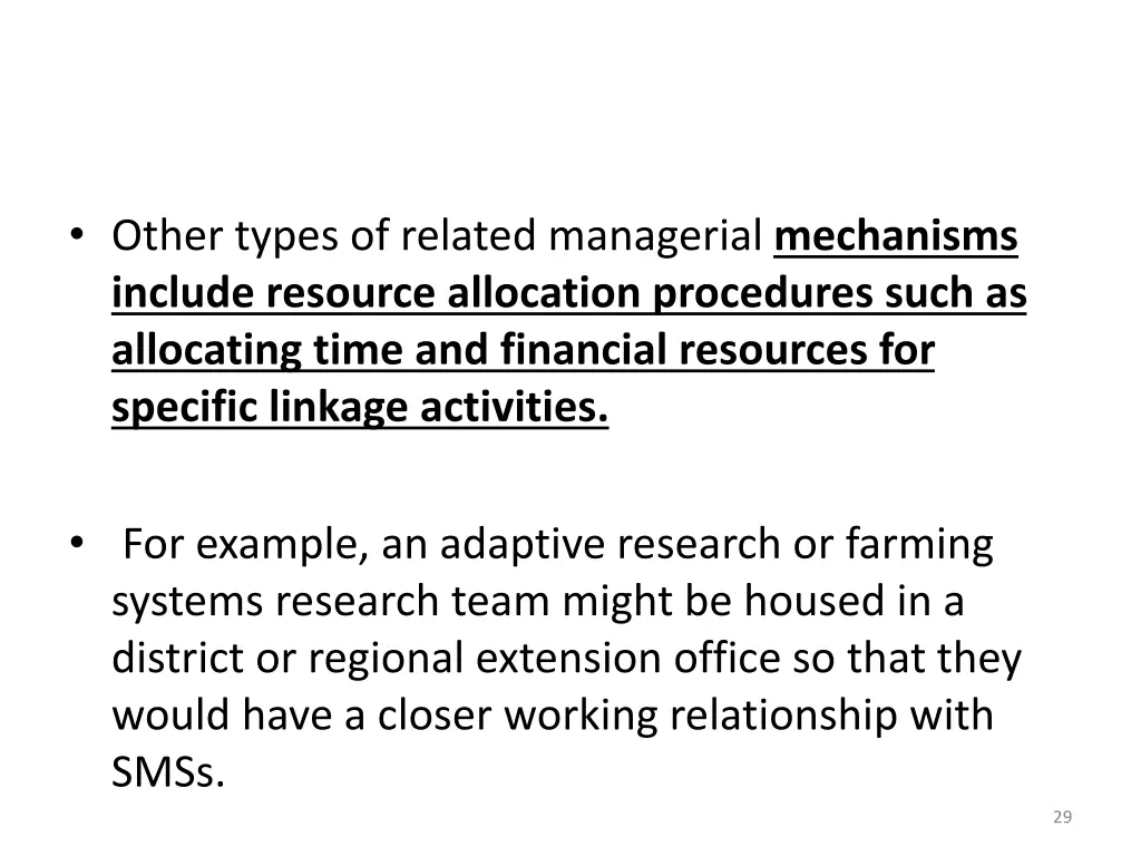 other types of related managerial mechanisms
