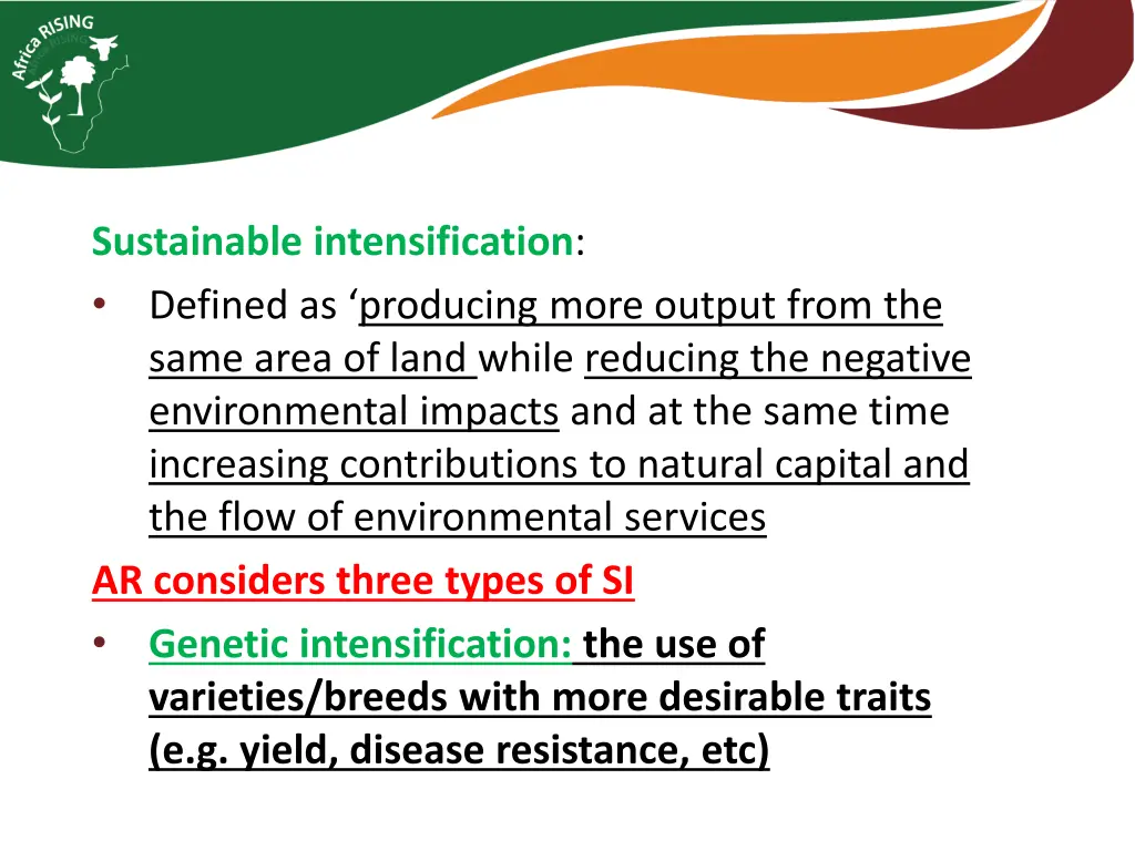 sustainable intensification defined as producing