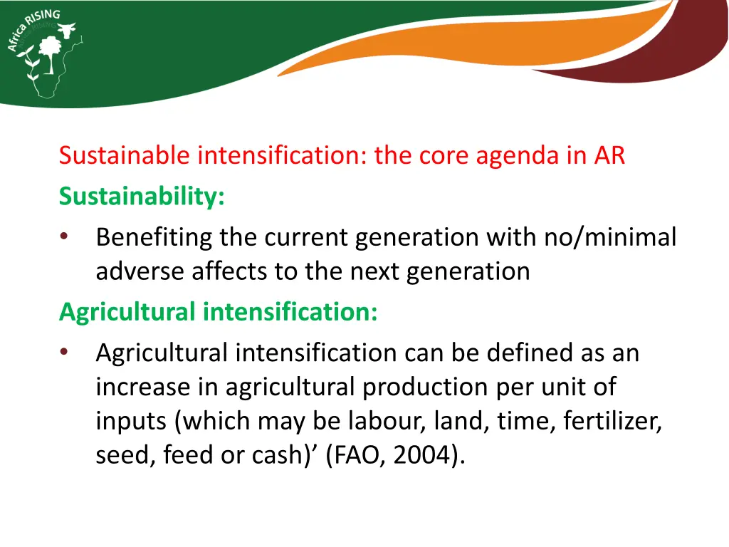 sustainable intensification the core agenda