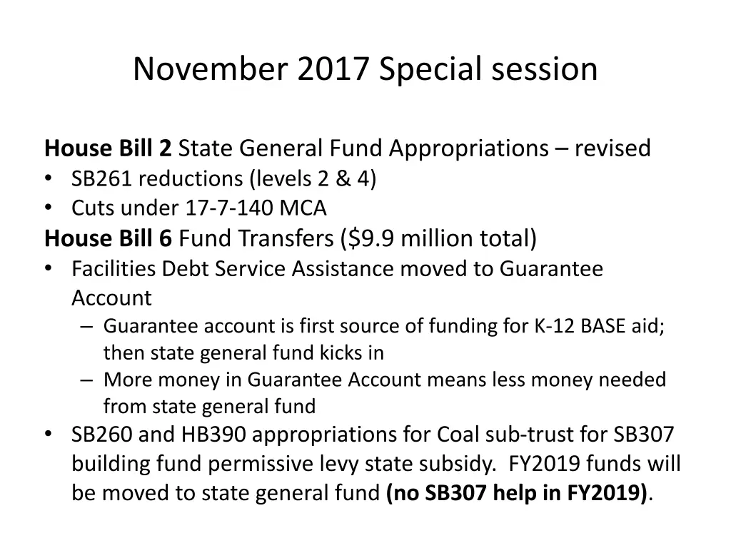 november 2017 special session