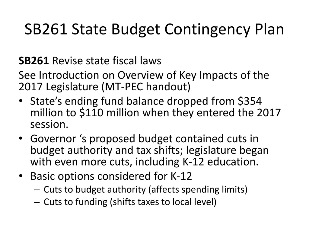 sb261 state budget contingency plan 1