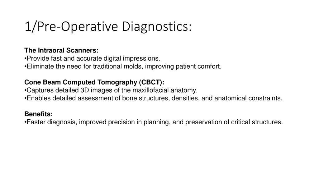1 pre operative diagnostics